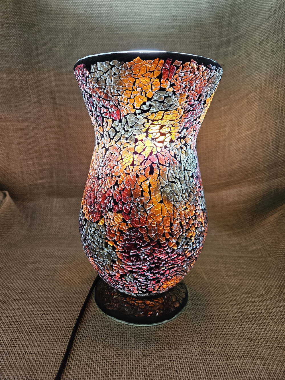 Mosaic Glass Table Lamp - Multicolor Crackle Design